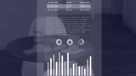 animación del procesamiento de datos financieros en una oficina vacía