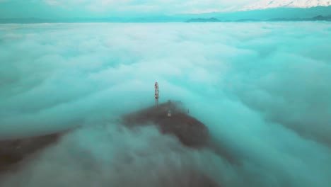 aerial view of foggy over the mountain in nepal