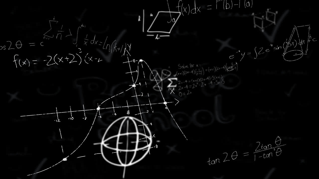 animación de ecuaciones matemáticas sobre un fondo negro