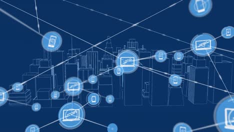 animation of a city network and devices.