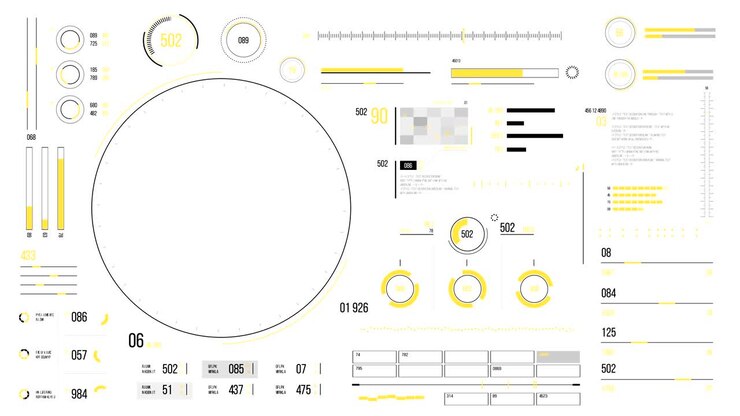 Futuristic user interface with HUD and infographic elements.