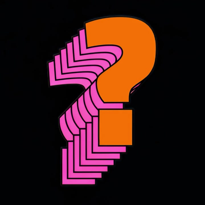 Layered question mark animation isolated asset, transparent 4K video, alpha channel, ProRes 4444