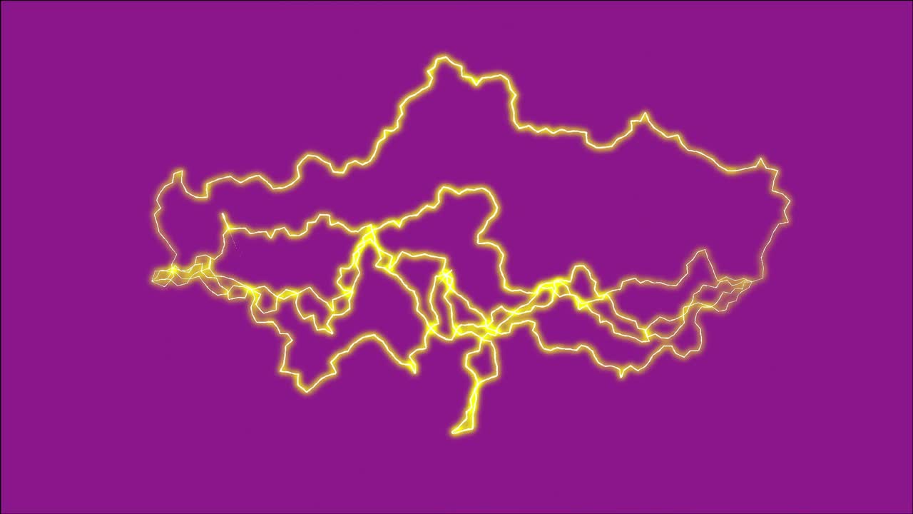 Electric bolt animation connecting two points with bright yellow sparks on purple.
