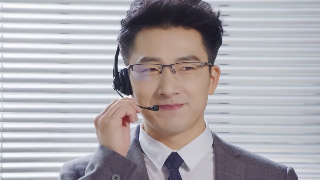 Man in Headset Providing Customer Service
