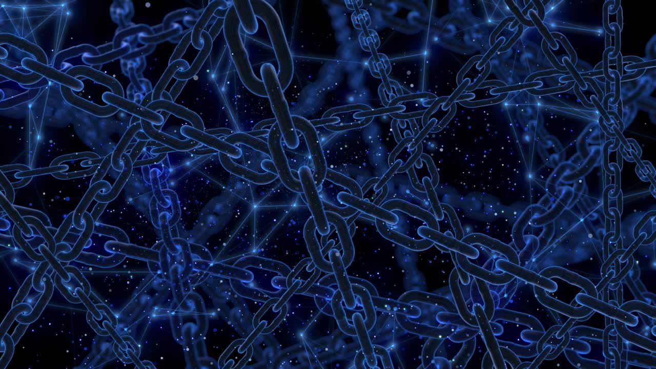 animación de bucle de tecnología de enlace de cadena de bloques de hologramas