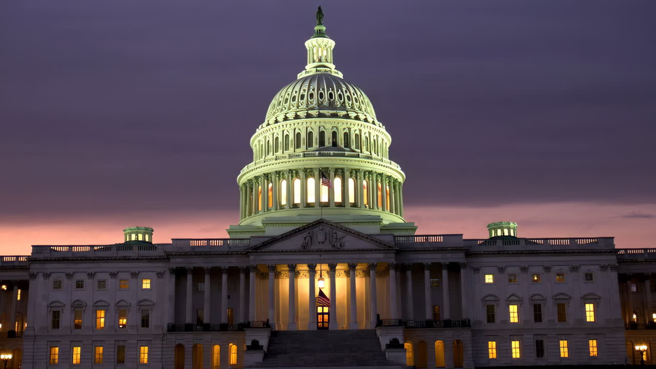 The US Capitol Building at dusk
