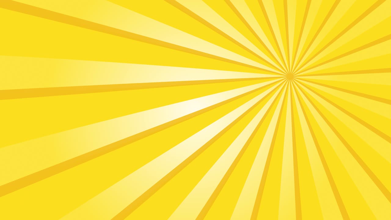 Radiate yellow lines spin around the upper right of the background.
