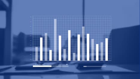 Animation-Der-Datenverarbeitung-über-Dem-Schreibtisch-Mit-Laptop