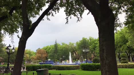 open fountain park in colorful september in lovely city of subotica