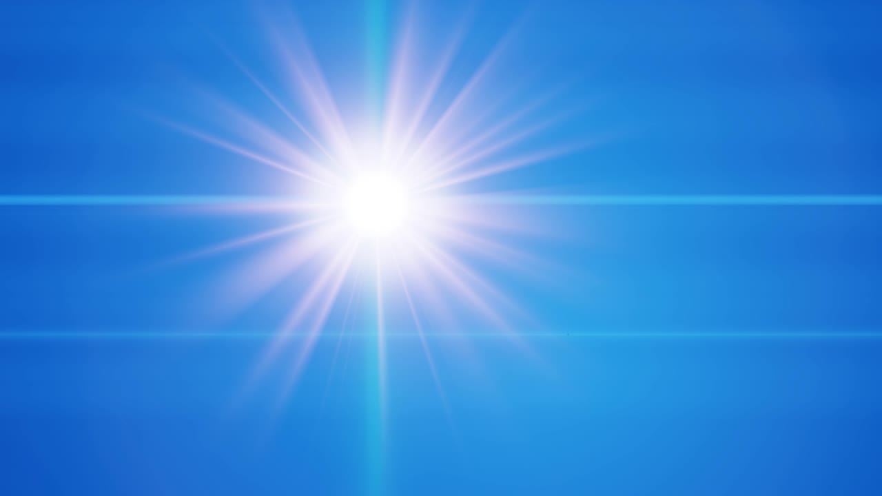 Bright Optical Lens Flare Moving Across Blue Background