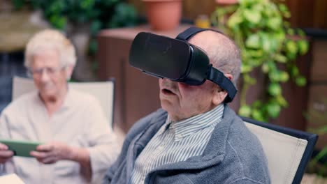 seniors using vr and digital devices