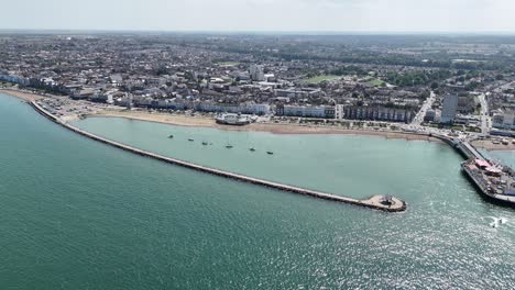 harbour and seafront herne bay seaside town kent uk drone,aerial