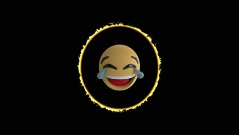 Animation-of-circle-with-emoticons-over-black-background