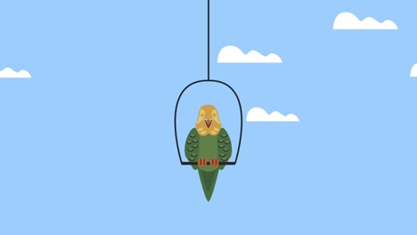 el lindo loro en el colgante de la animación