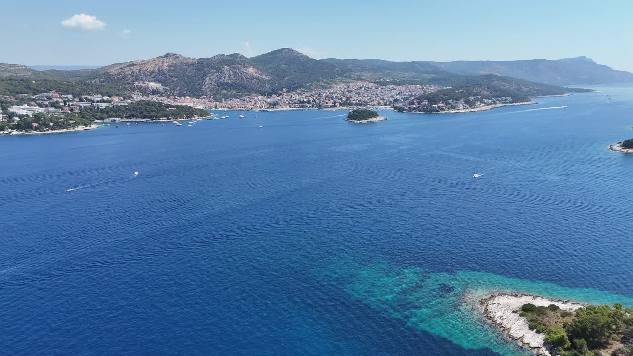 Aerial drone view of islands off the coast of croatia adriatic sea Dalmatian coast