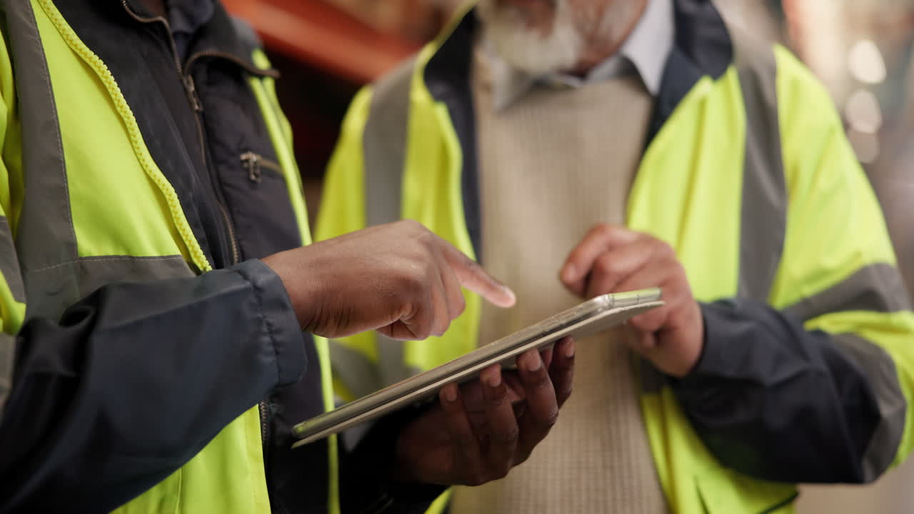 Warehouse inspectors using tablet
