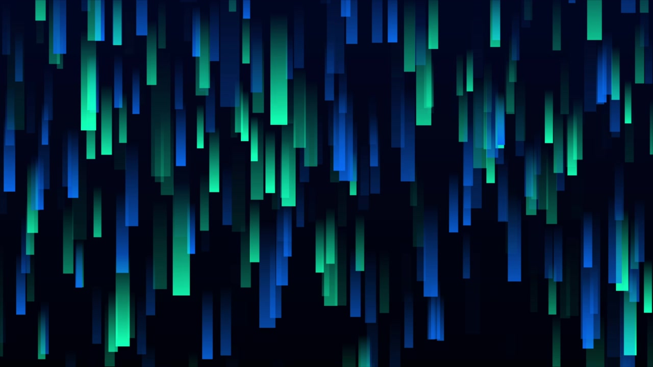 Abstract Motion Background with Falling Blue and Green Rectangles