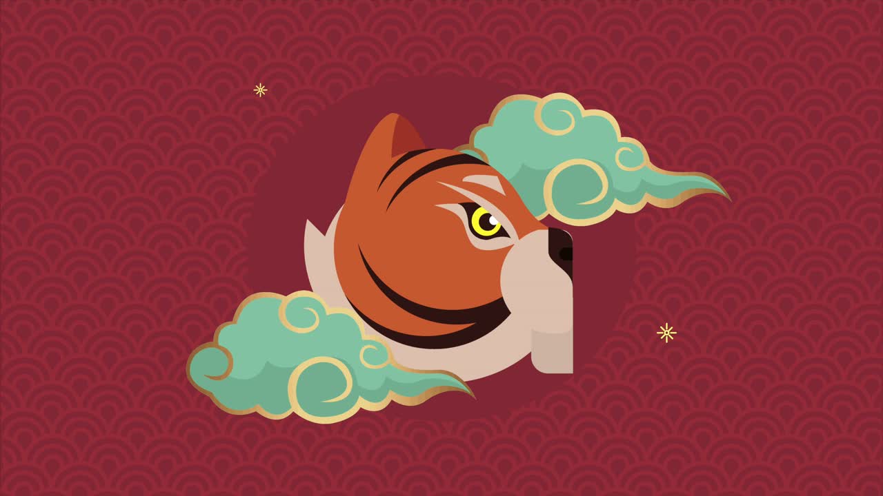 año nuevo chino cabeza de tigre y nubes