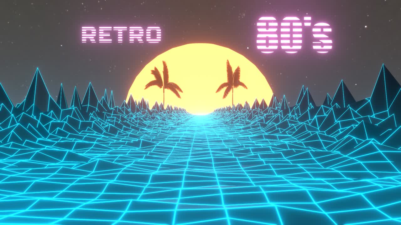 80년대 레트로 추상 3d 애니메이션 배경