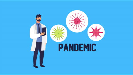 doctor with covid19 particles pandemic