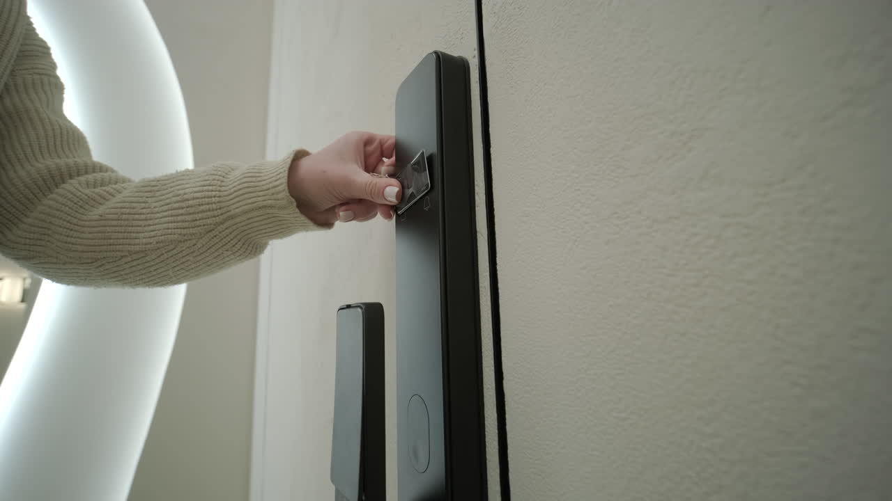 Hand Unlocking Modern Digital Door Lock with Key Card