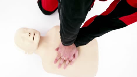 male paramedic during cardiopulmonary resuscitation training