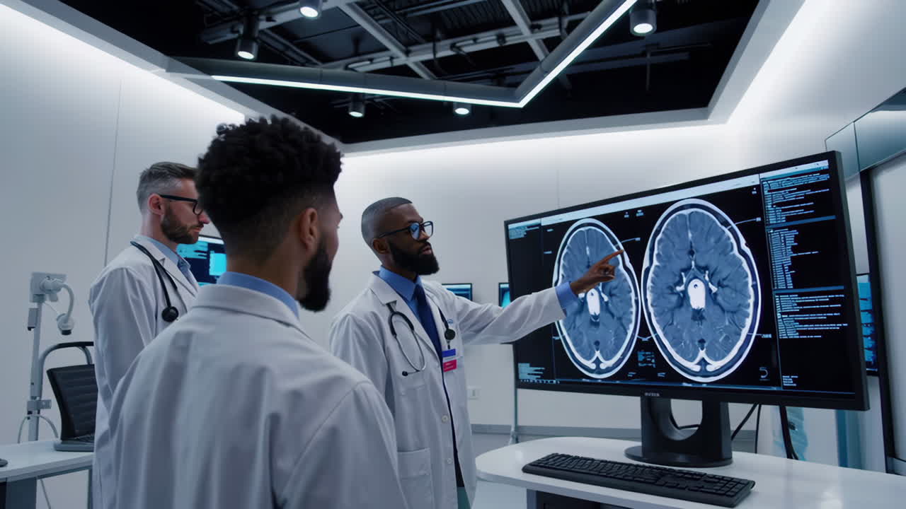 Medical Team Reviewing Brain Scans