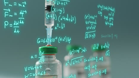 animación de ecuaciones matemáticas sobre la vacuna y los viales
