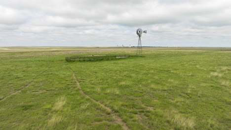 rural landscape with windmill and farm structures