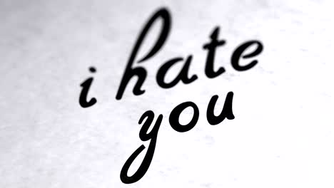 "i hate you" on the page. looping footage has 4k resolution.