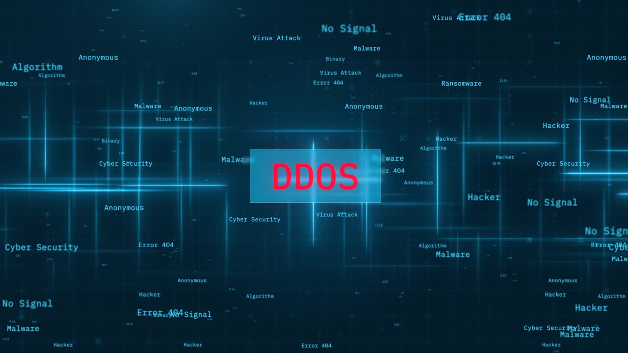 DDOS Attack Message. Warning message with moving words