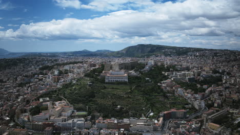 Static-aerial-hyperlapse-of-Castel-Sant'Elmo-in-Naples,-Italy