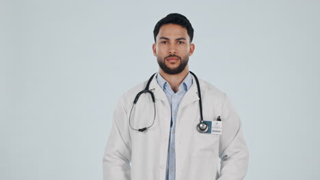 Medical-doctor,-thinking-and-a-man-in-studio