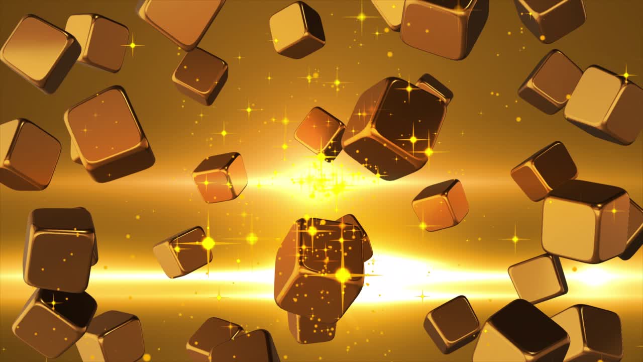 애니메이션 황금 상자가 떠다니고 있습니다.