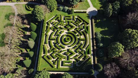 aerial view of an intricate garden maze