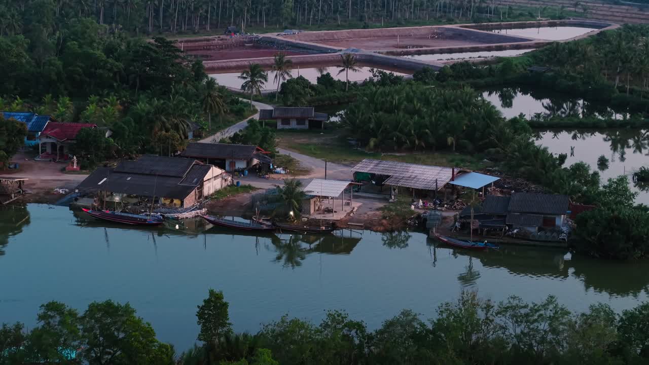 Aerial View of a Fishing Village in a Tropical Area