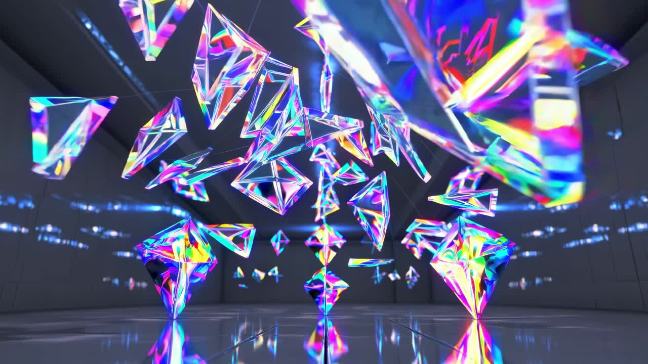 Abstract Iridescent Crystal Art Installation