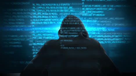 Composite-Video-Eines-Hackers,-Der-Einen-Laptop-Benutzt