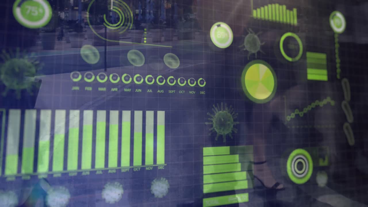 interfaz digital de coronavirus contra las personas que caminan