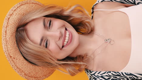 happy woman in straw hat