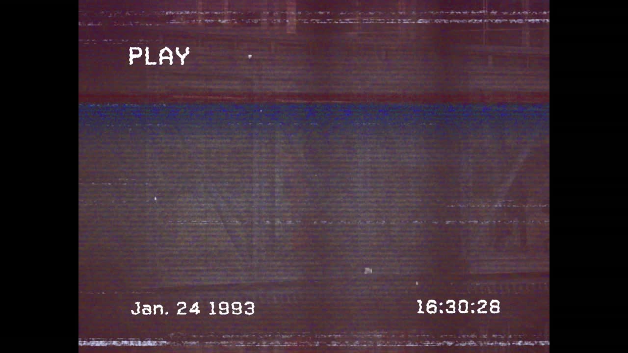 Animation of screen with glitch over business people walking