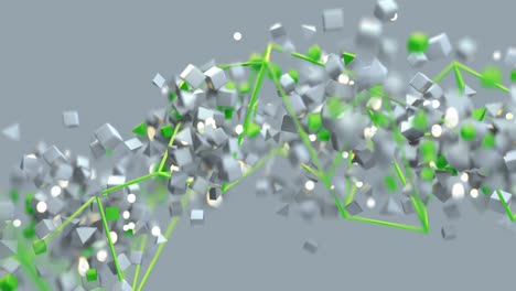 flujo de objetos geométricos flotantes en espiral bucle sin costuras animación de renderización 3d