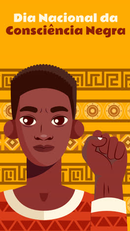 motion graphic de ilustración plana para el día de concienciación negra con el hombre y el puño hacia arriba