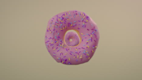 pink glaze donuts on a yellow background