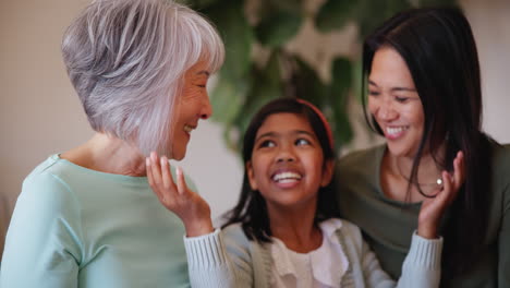 grandma, mom and daughter for laughing