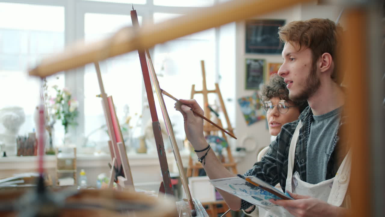 Art Students Painting in an Art Studio