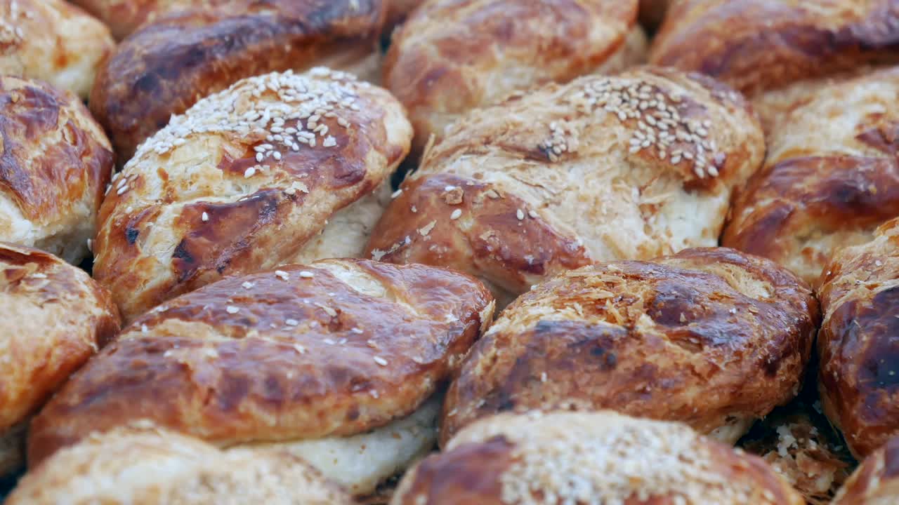 Close-up of Sesame Seed Pastries