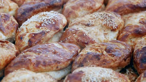 close-up of sesame seed pastries
