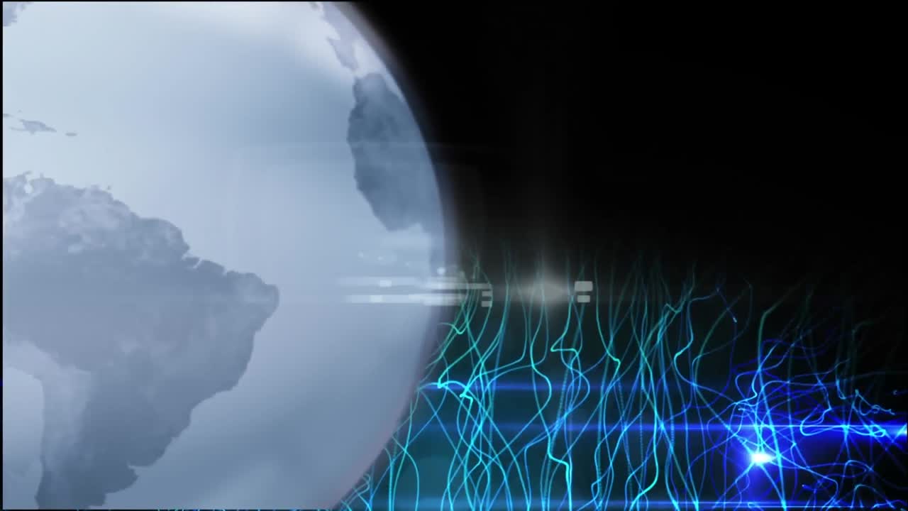 검은색 배경에 대한 추상적인 패턴 위의 지구의 애니메이션