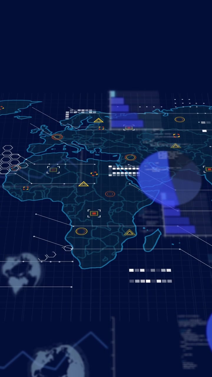 Animation of statistics and data processing over world map